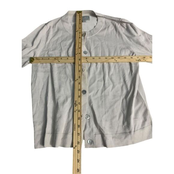 Beautiful two piece Pure Collection Navy Metallic Bamboo blouse and cardigan swe - Picture 11 of 12